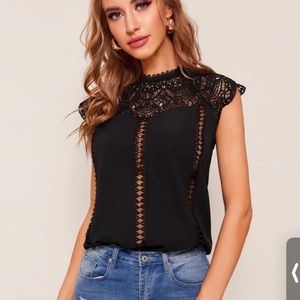 SHEIN black top with lace detail